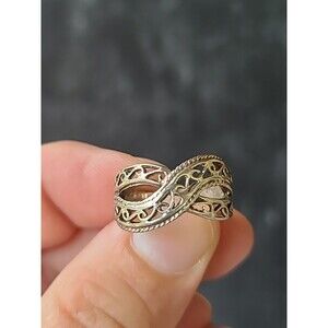 925 Sterling Silver Filigree Statement Ring, SIZE US 5.5 Vintage
